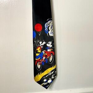 Disney Goofy Mickey Mouse Motorcycle Tie‎ Albeari Black Novelty
